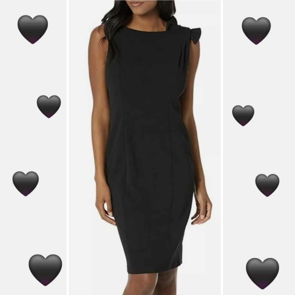 Calvin Klein 🖤 Black Bow Shoulder Dress, Size 8 - Picture 2 of 13